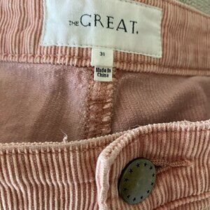 The Great. Sugared Rose  Rambler Corduroy Pants, Straight Leg Crop Size 31